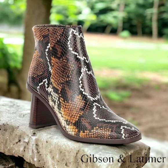 Gibson & Latimer VINA Snake Embossed Leather Boots - Picture 1 of 16
